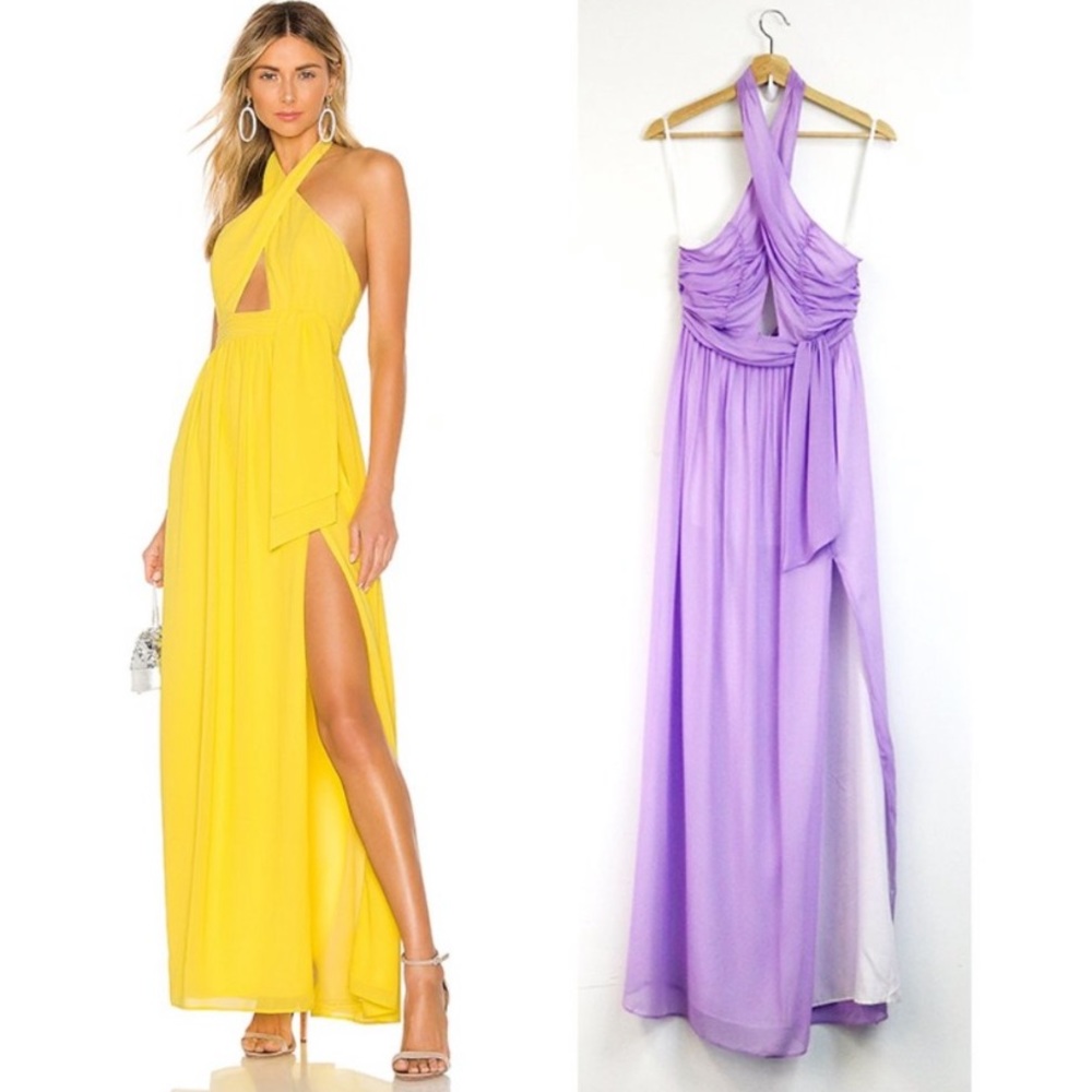 Majorelle Andromeda Ruched Halter Cut Out Gown